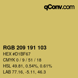 Color code: RGB 209 191 103 | qconv.com
