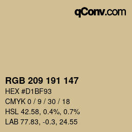 カラーコード: RGB 209 191 147 | qconv.com