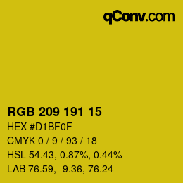 Color code: RGB 209 191 15 | qconv.com