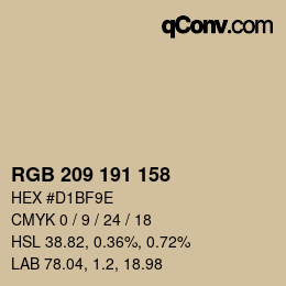 颜色代码: RGB 209 191 158 | qconv.com