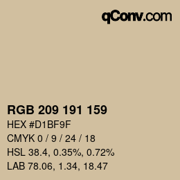 颜色代码: RGB 209 191 159 | qconv.com