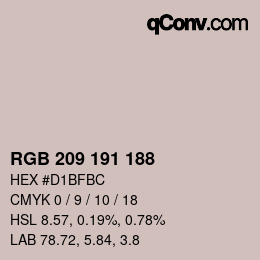Color code: RGB 209 191 188 | qconv.com