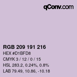 Color code: RGB 209 191 216 | qconv.com