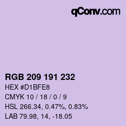 Color code: RGB 209 191 232 | qconv.com