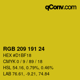 カラーコード: RGB 209 191 24 | qconv.com
