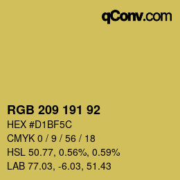 颜色代码: RGB 209 191 92 | qconv.com