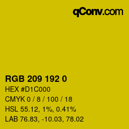 颜色代码: RGB 209 192 0 | qconv.com