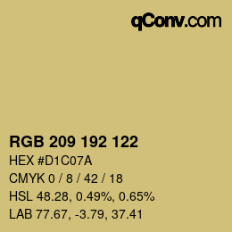 Color code: RGB 209 192 122 | qconv.com