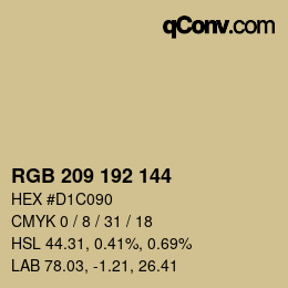 颜色代码: RGB 209 192 144 | qconv.com