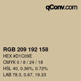 Color code: RGB 209 192 158 | qconv.com