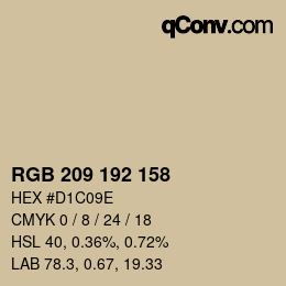 Color code: RGB 209 192 158 | qconv.com