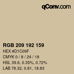 颜色代码: RGB 209 192 159 | qconv.com