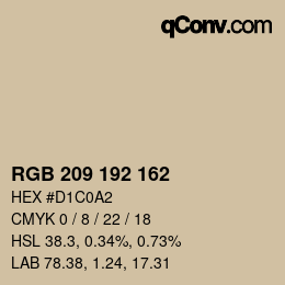 Color code: RGB 209 192 162 | qconv.com