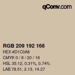 颜色代码: RGB 209 192 168 | qconv.com