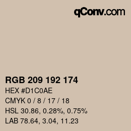 Código de color: RGB 209 192 174 | qconv.com