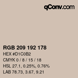 Color code: RGB 209 192 178 | qconv.com