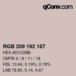 カラーコード: RGB 209 192 187 | qconv.com