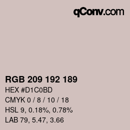 颜色代码: RGB 209 192 189 | qconv.com