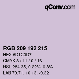 カラーコード: RGB 209 192 215 | qconv.com