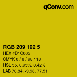 颜色代码: RGB 209 192 5 | qconv.com