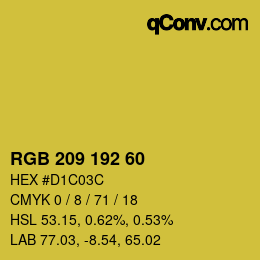 カラーコード: RGB 209 192 60 | qconv.com