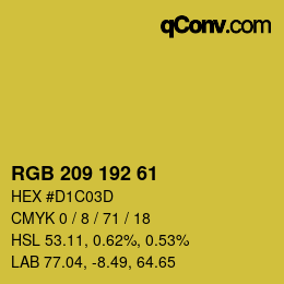 颜色代码: RGB 209 192 61 | qconv.com