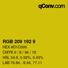 カラーコード: RGB 209 192 9 | qconv.com