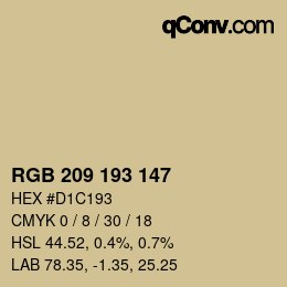 カラーコード: RGB 209 193 147 | qconv.com