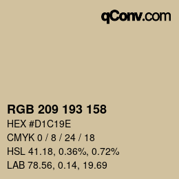 颜色代码: RGB 209 193 158 | qconv.com