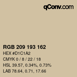 カラーコード: RGB 209 193 162 | qconv.com
