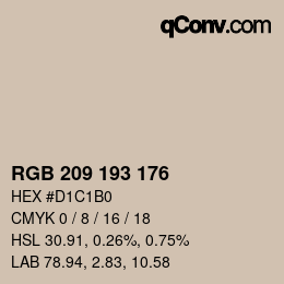 颜色代码: RGB 209 193 176 | qconv.com