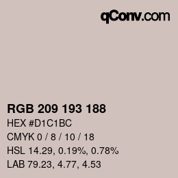 カラーコード: RGB 209 193 188 | qconv.com
