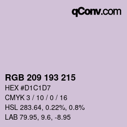 カラーコード: RGB 209 193 215 | qconv.com