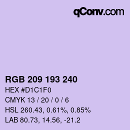カラーコード: RGB 209 193 240 | qconv.com