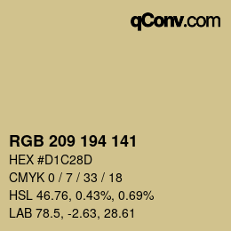 Color code: RGB 209 194 141 | qconv.com