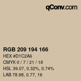 Color code: RGB 209 194 166 | qconv.com