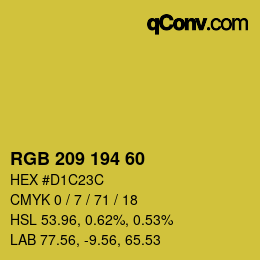 Farbcode: RGB 209 194 60 | qconv.com