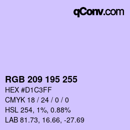 Color code: RGB 209 195 255 | qconv.com