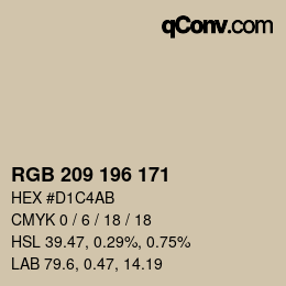 Color code: RGB 209 196 171 | qconv.com