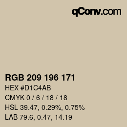 カラーコード: RGB 209 196 171 | qconv.com