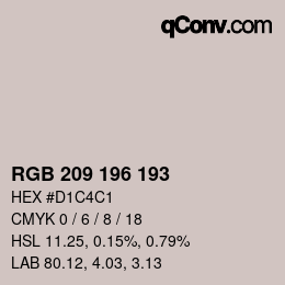 カラーコード: RGB 209 196 193 | qconv.com