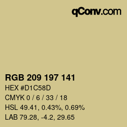カラーコード: RGB 209 197 141 | qconv.com