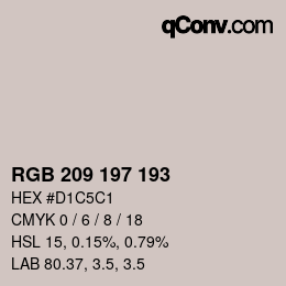 カラーコード: RGB 209 197 193 | qconv.com