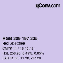 Color code: RGB 209 197 235 | qconv.com