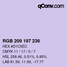 Color code: RGB 209 197 236 | qconv.com