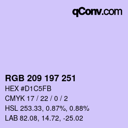 Color code: RGB 209 197 251 | qconv.com