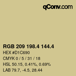 カラーコード: RGB 209 198.4 144.4 | qconv.com