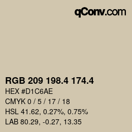 カラーコード: RGB 209 198.4 174.4 | qconv.com