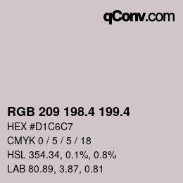 カラーコード: RGB 209 198.4 199.4 | qconv.com