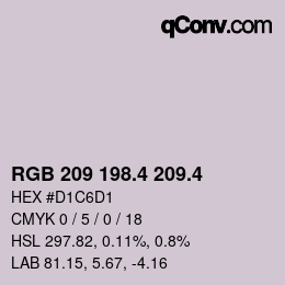 カラーコード: RGB 209 198.4 209.4 | qconv.com